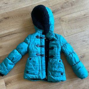 Like new LONDON FOG Girls' Faux Fur & Puffer Coat